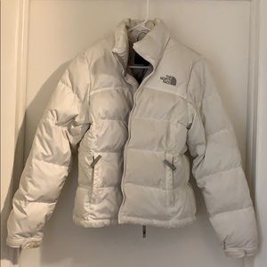 White North Face down puffy coat